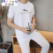 Mtiny夏季男士圆领短袖T恤休闲运动一套男装潮流韩版青年薄款衣服套装 5XL 923灰色