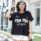 新款上市】2017韩版加肥加大码女装新款胖mm妹妹夏装宽松200斤显瘦T恤衫上衣 大码3XL（建议120-150斤） 黑色喵喵