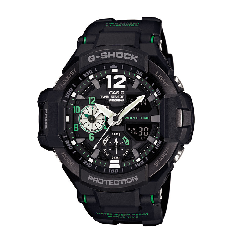 卡西欧(CASIO)G-SHOCK系列罗盘温度防水运动男表GA-1100-1A3 GA-1100-1A3