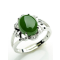 帛兰梓韵 天然和田碧玉戒指S925银食指戒指女款 开口蛋面水滴古典气质尾戒