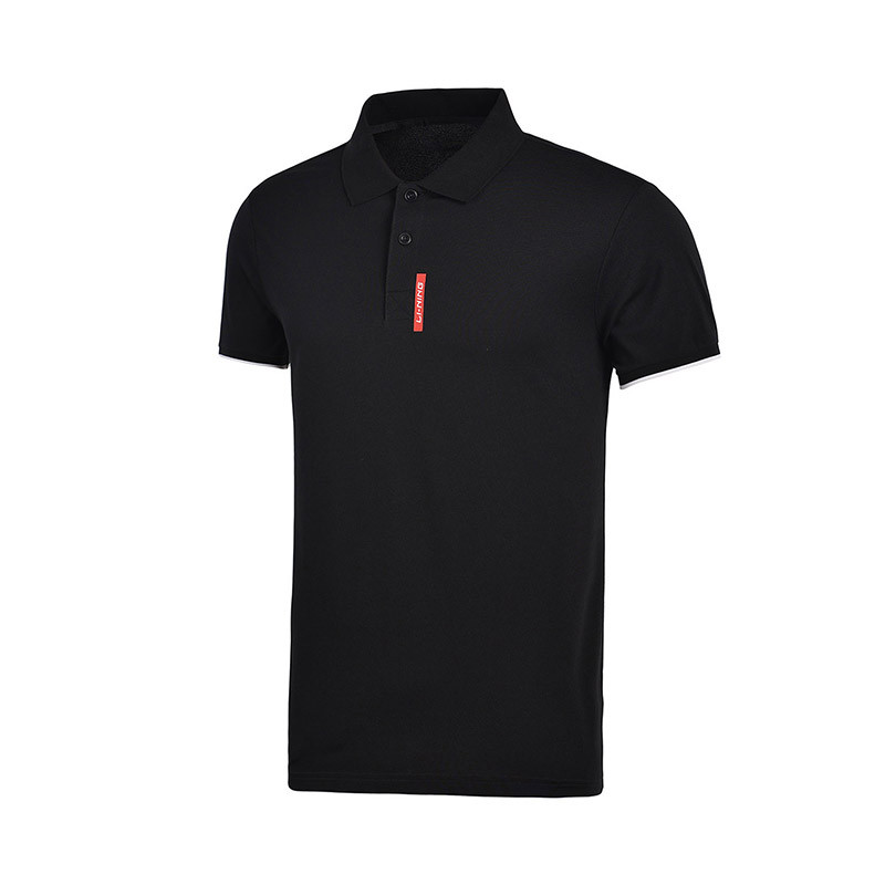 李宁短袖POLO恤新款男士凉爽夏季圆领针织运动服APLM133 黑色 3XL