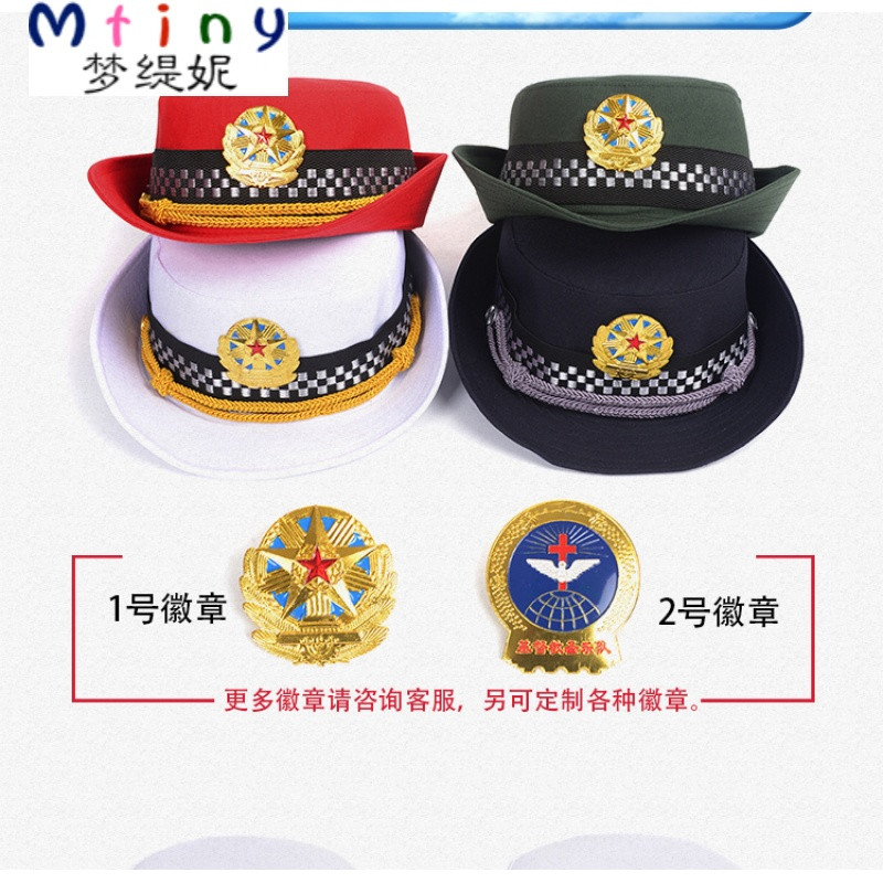 Mtiny女士军鼓队帽团体演出仪仗队乐队红帽子空姐帽子贝雷帽婚庆礼仪帽 军绿色2号基督教徽