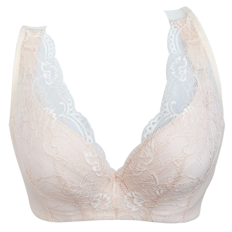 meisee/美思新品性感蕾丝背心式内衣侧收聚拢调整型文胸EC001C_1 80C 肤色