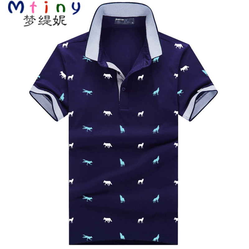 Mtiny【2件装】夏季男士棉翻领短袖T恤简约休闲修身大码纯色POLO衫 XL L5803深蓝