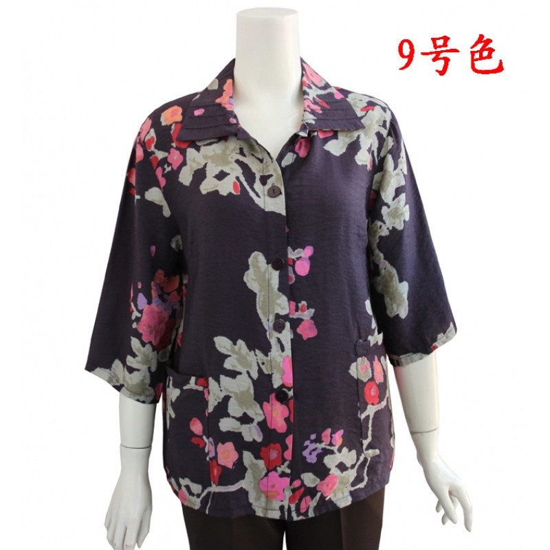 818款新款中老年女装衬衫胖妈妈装加肥加大码衬衫夏装宽松休闲女式衬衣 5XL【建议体重155斤-170斤】 9号色