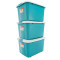 禧天龙citylong60L大箱子储物箱大号玩具衣服装被子塑料收纳箱整理箱百纳箱2个装 蓝色