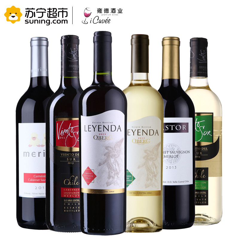 智利进口红酒 6款智利进口葡萄酒整箱组合装 750ml*6瓶
