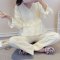薄款纱双层纱布月子服春夏季产妇孕妇哺乳睡衣长袖喂奶家居服当季新品简约休闲家居服妈咪小清新睡衣夏天 XL 粉色云朵条纹