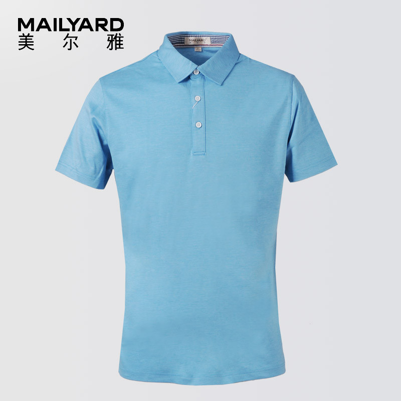 美尔雅（MAILYARD）短袖T恤纯棉时尚休闲男士衬衫领T恤男式polo衫短T262 46码 蓝色