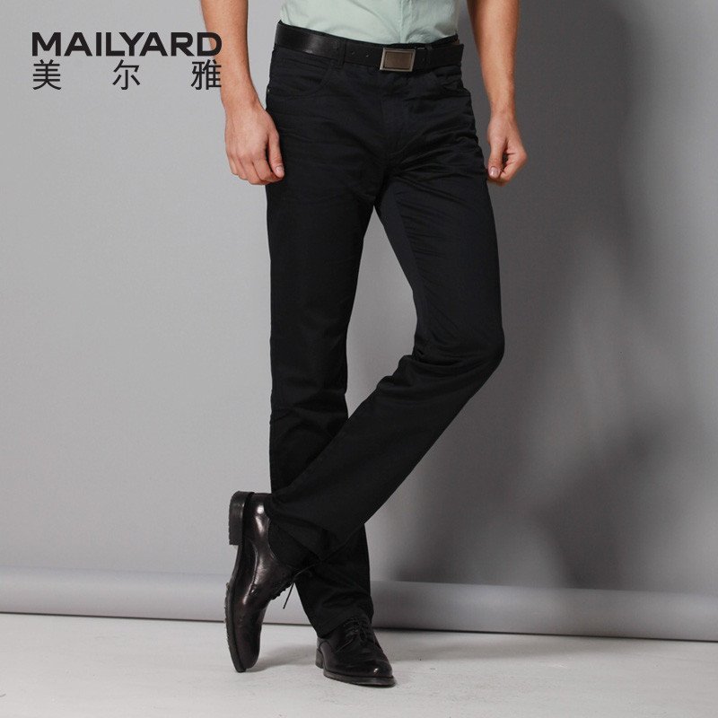 美尔雅(MAILYARD) 休闲裤男 时尚商务休闲 男士长裤男式 修身休闲裤子050 黑色净面 40