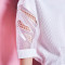 拉夏贝尔2018春季新款白色绣花镂空上衣五分袖短款雪纺衬衫女10008697 白色 M