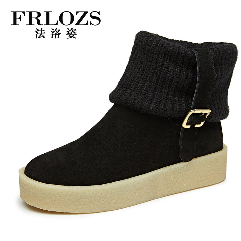 德国法洛姿（FRLOZS）女士时尚套脚短筒靴靴黑FZ122 黑色 37码