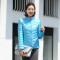 千仞岗秋冬季羽绒服女装 轻薄修身立领纯色女士外套保暖反季20052 160/S 湖蓝色
