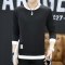 韦斯普 2017秋季新款男士圆领套头卫衣韩版时尚修身长袖T恤F-2系列 M 黑色829