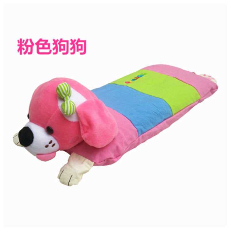 宝宝婴儿童新生儿防偏卡通幼儿园0-3-6岁定型荞麦壳枕头当季新品可爱卡通简约小清新多款多色可选枕头 立体粉色狗头