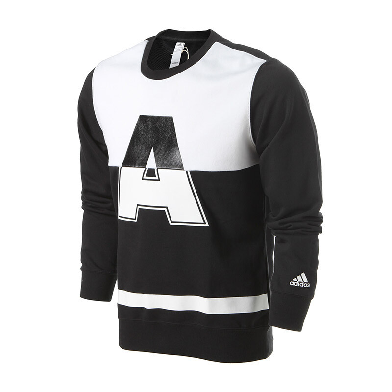 adidas阿迪达斯男装卫衣套头衫运动服AY3712黑+白 2XL 默认颜色