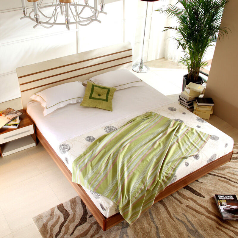 北欧板式实木床高箱储物床卧室家具双人床套装组合A008 1.8米高箱床