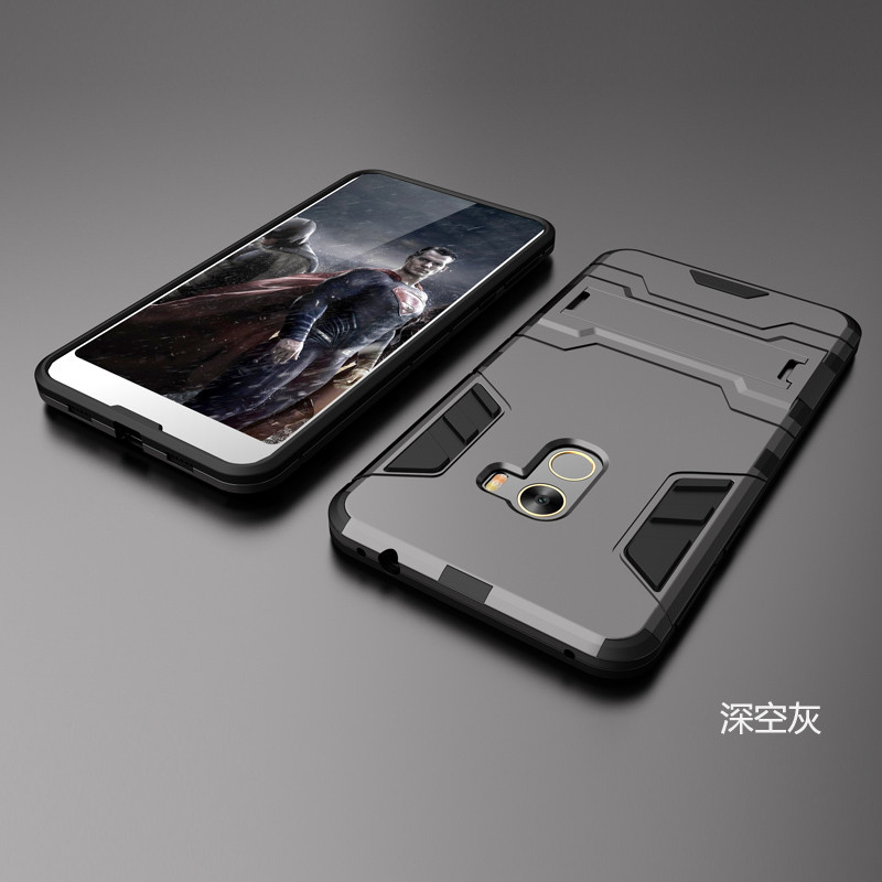 2017款小米MIX手机壳小米MIX手机套6.4寸至尊版保护套防摔硅胶硬男女款 （深空灰）送钢化膜