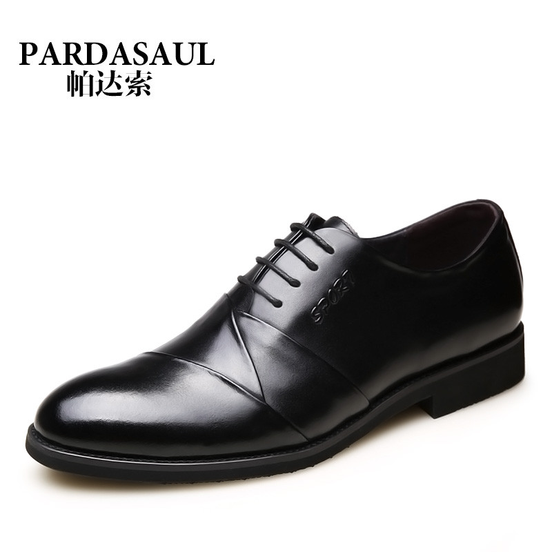 Pardasaul/帕达索男鞋商务正装真皮皮鞋 男士英伦尖头系带婚鞋PA5381 PA5381黑色 38码
