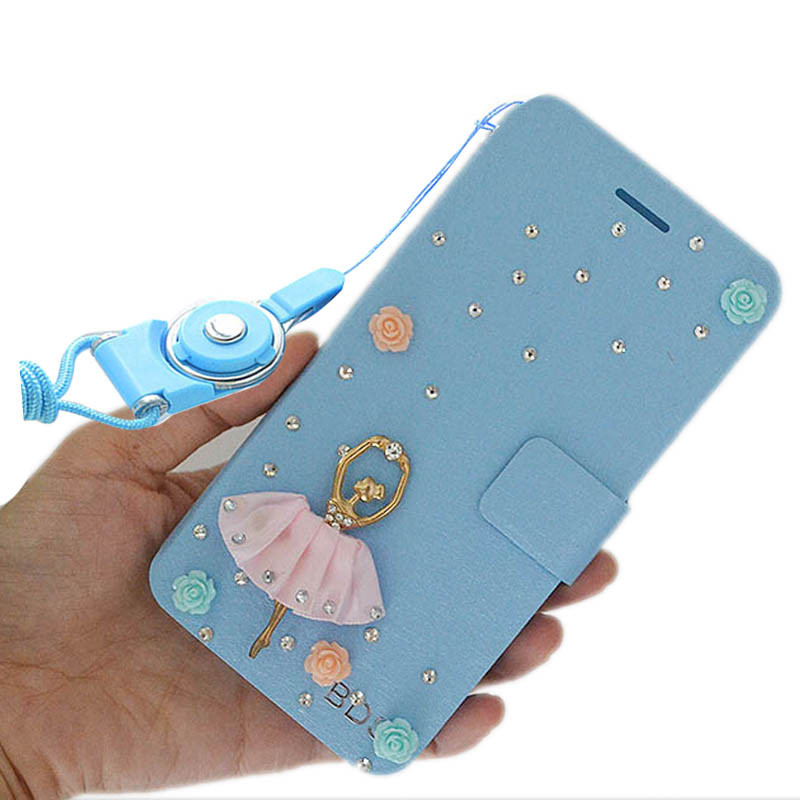 2017款oppor9s手机壳女款oppor9s皮套r9sk挂脖绳翻盖水钻潮r9st保 粉裙舞女天蓝（r9s/r9sk）