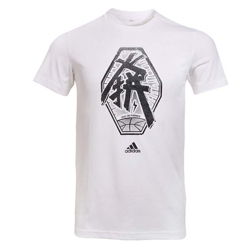 Adidas阿迪达斯男装2017夏季新款运动透气图案休闲圆领短袖T恤 2XL 白色CE6394