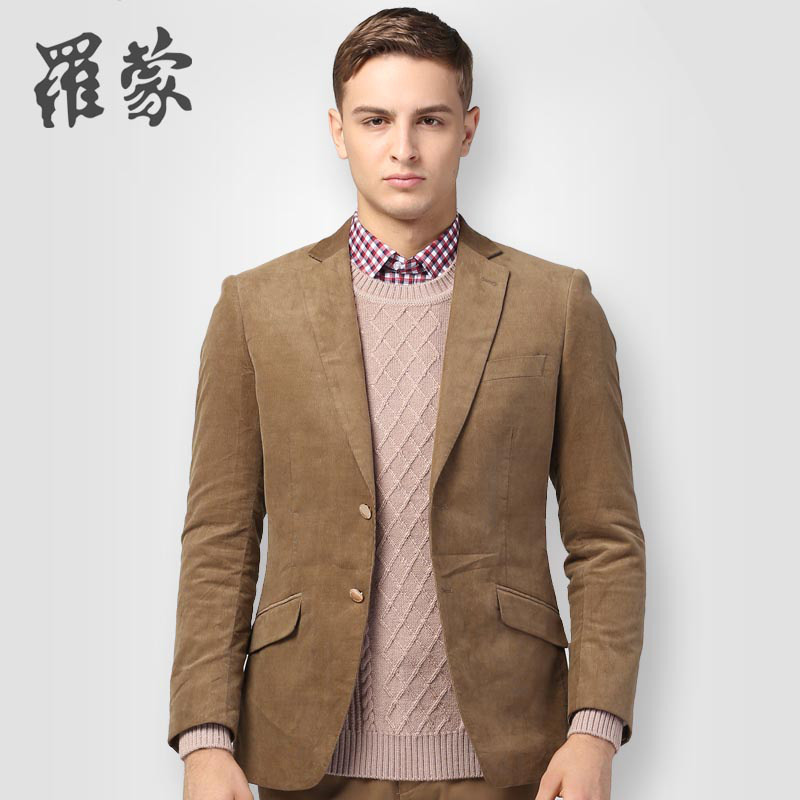 罗蒙青年男士西装春春休闲西服时尚职业装男修身单西商务外套_1 175/96B 豆绿