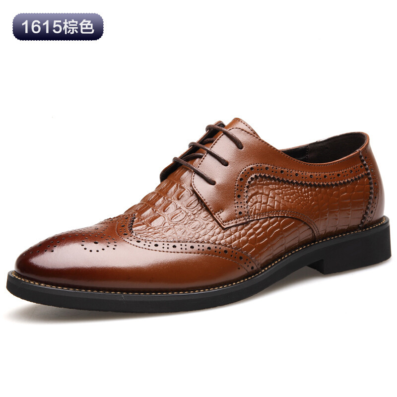 【图哲名品】新款英伦男鞋brogue布洛克雕花潮鞋低帮系带复古男士皮鞋 棕色-标准码 44