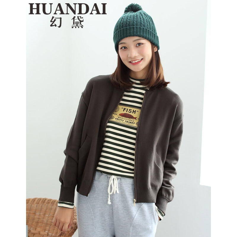 幻黛2017秋季新品短款外套纯色开衫棒球服_2 XL 默认颜色