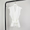 bw9新款蝴蝶结系带纯色V领无袖棉麻衬衫女夏韩范修身显瘦收腰荷叶边上衣 M 藏青色