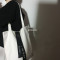 818款chic韩风简洁个性字母织带纯色环保袋购物袋女单肩包帆布手提书包 白色现货