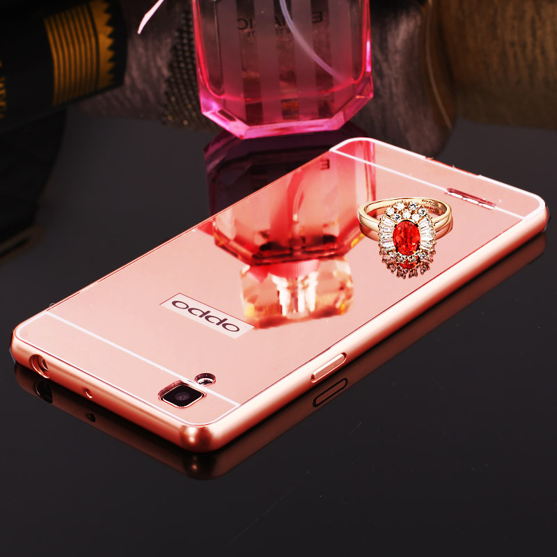 OPPOA35手机壳OPOPA35M保护套0pp0金属边框poopA35T镜面opp0水 玫瑰金—不带钻