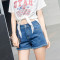bw9新款夏季宽松休闲牛仔短裤女夏黑白蓝色卷边高腰显瘦学生韩版百搭阔腿 29 201