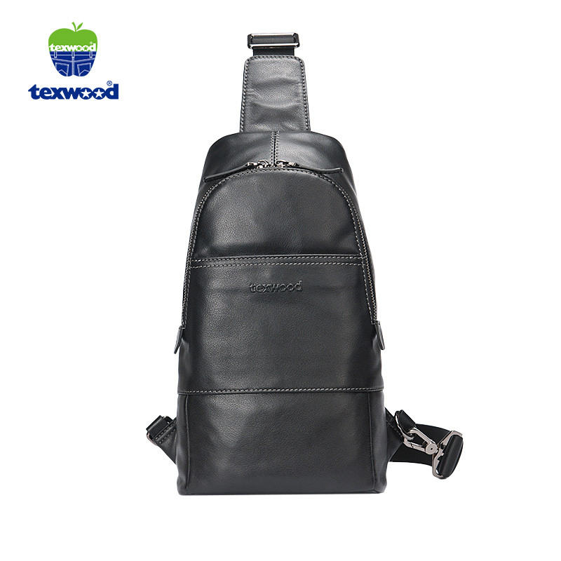 TEXWOOD香港萍果男包时尚男士胸包单肩斜挎包休闲运动包BP6L0041-01 黑色