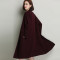 玛思蓓丝2017秋冬新款100%纯羊毛衫V领口袋毛针织大衣韩版百搭中长款女士针织开衫宽松飘逸落肩袖长袖纯色毛衣外套女 L 花深绿