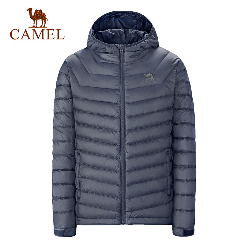 CAMEL骆驼户外运动男款羽绒服个性休闲耐磨弹性轻薄羽绒服 S 灰色