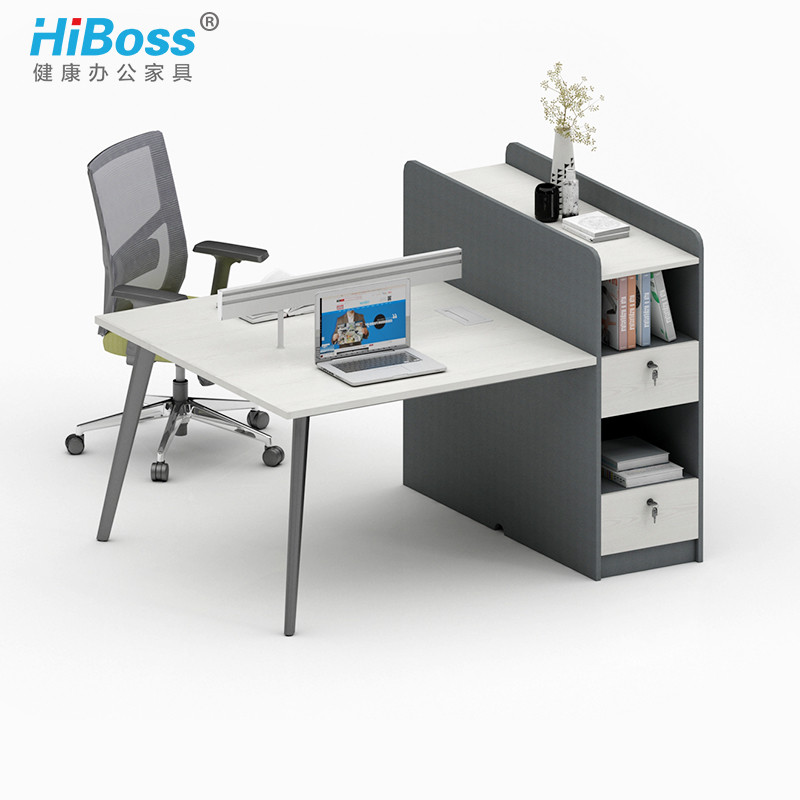 HiBoss 办公家具办公桌职员桌员工桌工位办公桌 两人位带高柜