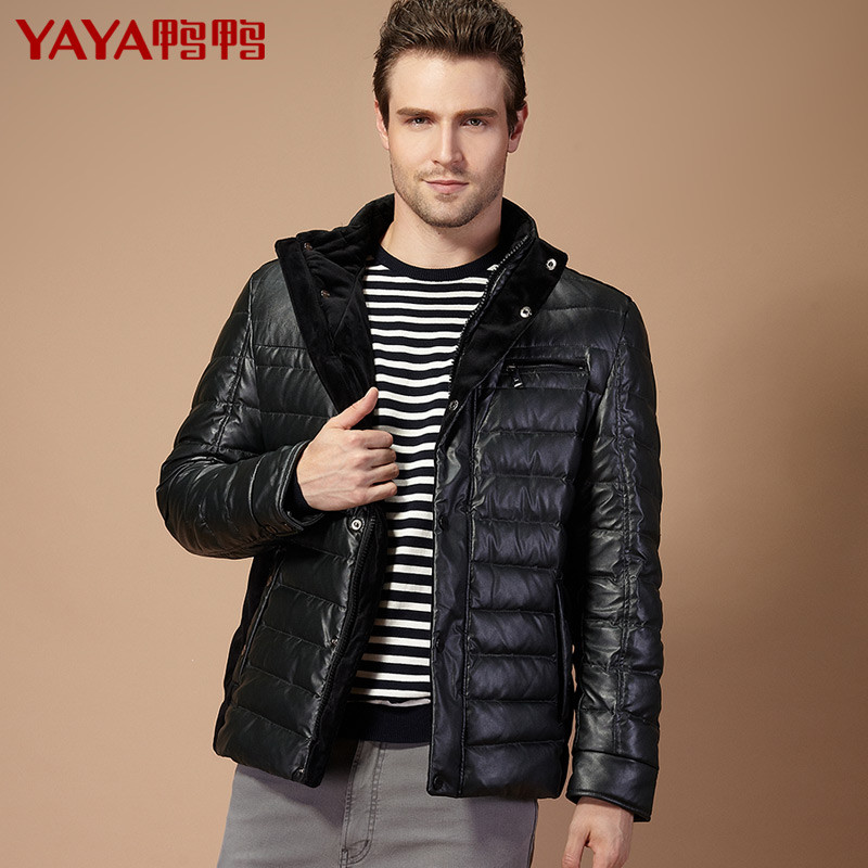 鸭鸭 冬季新款男士羽绒服正品新潮男装PU塑型男人欧洲站A-317_YQP28 180/96/A 黑色