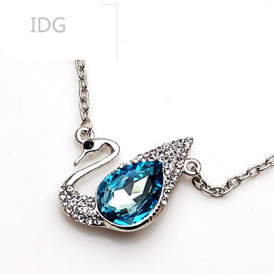 idg新款天鹅吊坠项链项圈配饰挂件首饰女挂饰饰品 蓝色