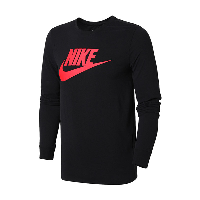 NIKE耐克男装秋冬款圆领针织保暖百搭运动休闲长袖T恤708467 XXL 黑色