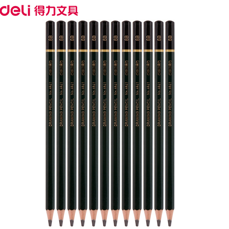 得力(deli)6841-8B绘图素描铅笔（12支/盒 2盒）美术写生绘画铅笔 绿色