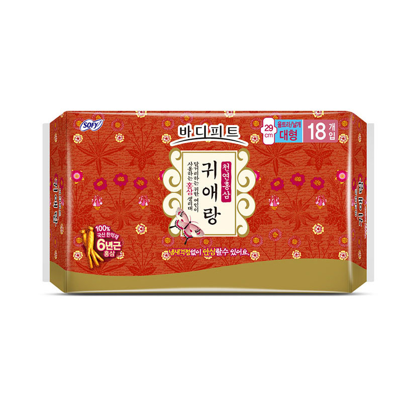 贵爱娘天然红参无荧光剂卫生巾29cm(大型）18片