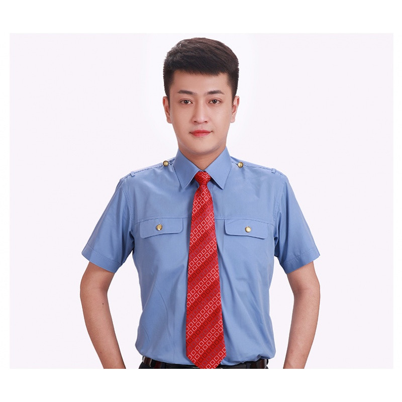 bw9新款新款男女士铁路制服衬衣短袖夏装工装工作服列车员夏裤子短袖衬衫 33 天蓝色男款短袖