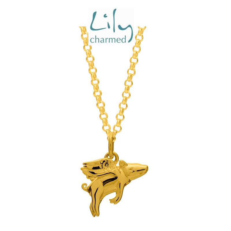 Lily Charmed 英国设计师品牌 自由飞天猪 纯手工打造 通用项链 锁骨链 送恋人 925银 金色