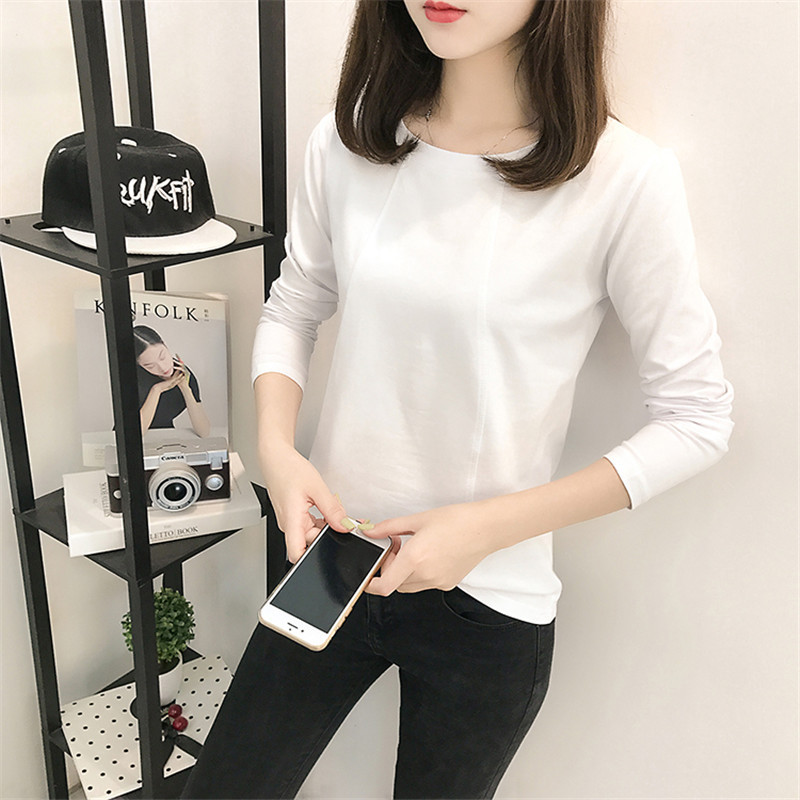 2017春秋季新款潮秋衣外穿长袖T恤宽松百搭韩版上衣服女士打底衫
