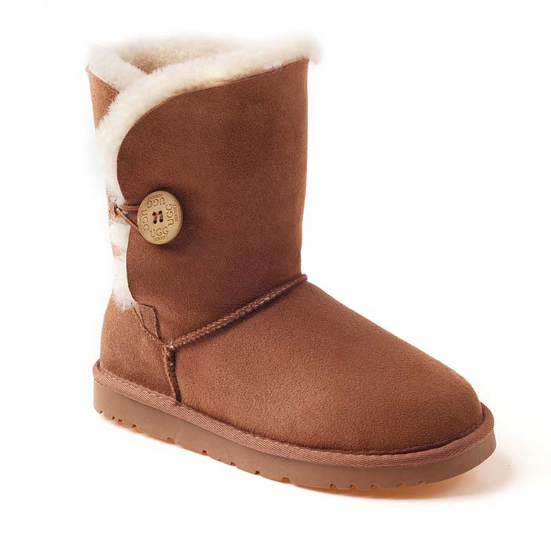 OZWEAR UGG OB013 II单扣防泼水中筒雪地靴 栗色 40码