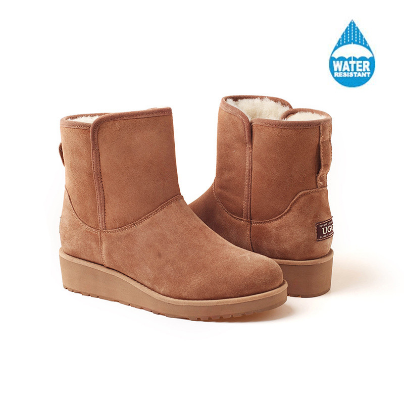 OZWEAR UGG OB181 增高防泼水雪地靴新款短筒女士羊毛雪地靴 栗色 35码
