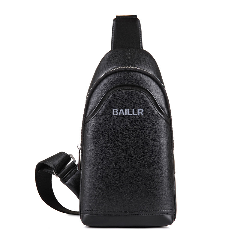 佰利老人（BAILILAOREN）胸包男款皮包2017新款男土包包单肩斜挎包男士手包背包男肩包斜包 黑色