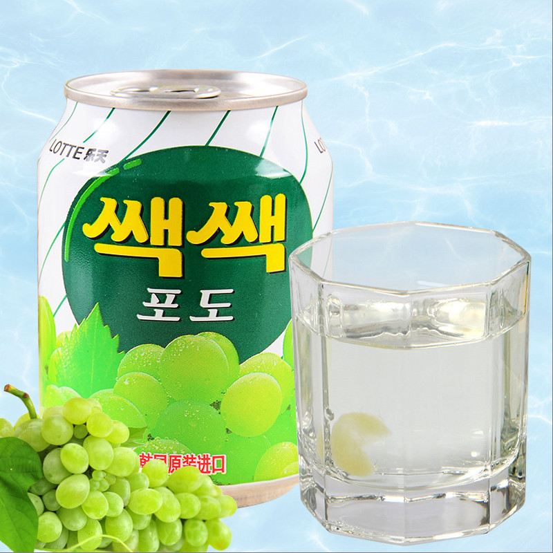 韩国进口乐天葡萄汁238ml×12罐 果味饮料果汁饮料听装