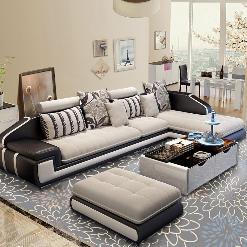 欧卡森新款可拆洗布艺沙发 现代简约小户型客厅贵妃组合转角布艺沙发 双人+贵妃