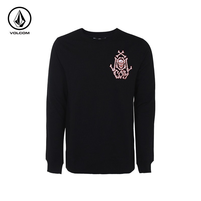 VOLCOM新品男士修身LOGO卫衣DOUBLE-PARKBYIT限量_1 S BLK/黑色